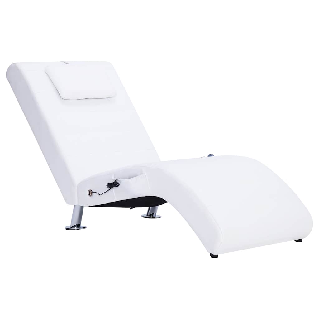 Sdraio Massaggiante con Cuscino Bianco in Similpelle - homemem39