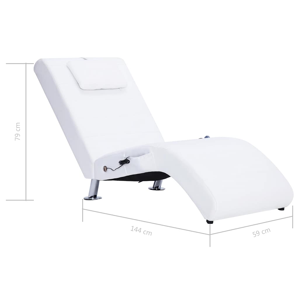 Sdraio Massaggiante con Cuscino Bianco in Similpelle - homemem39