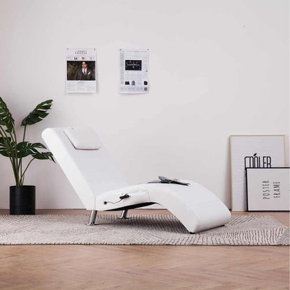 Sdraio Massaggiante con Cuscino Bianco in Similpelle - homemem39