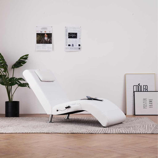 Sdraio Massaggiante con Cuscino Bianco in Similpelle - homemem39
