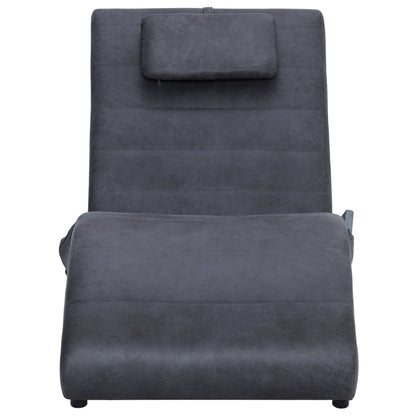 Sdraio Massaggiante con Cuscino Grigia Similpelle Scamosciata - homemem39