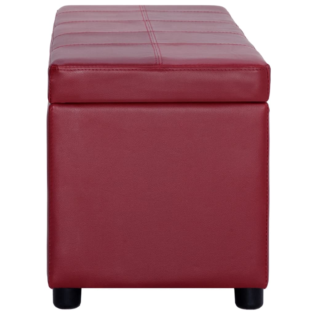 Panca con Vano Portaoggetti 116 cm Rosso Vino in Similpelle | homemem39
