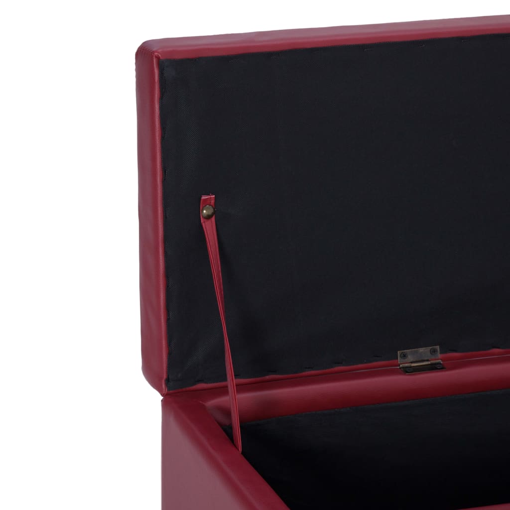 Panca con Vano Portaoggetti 116 cm Rosso Vino in Similpelle | homemem39