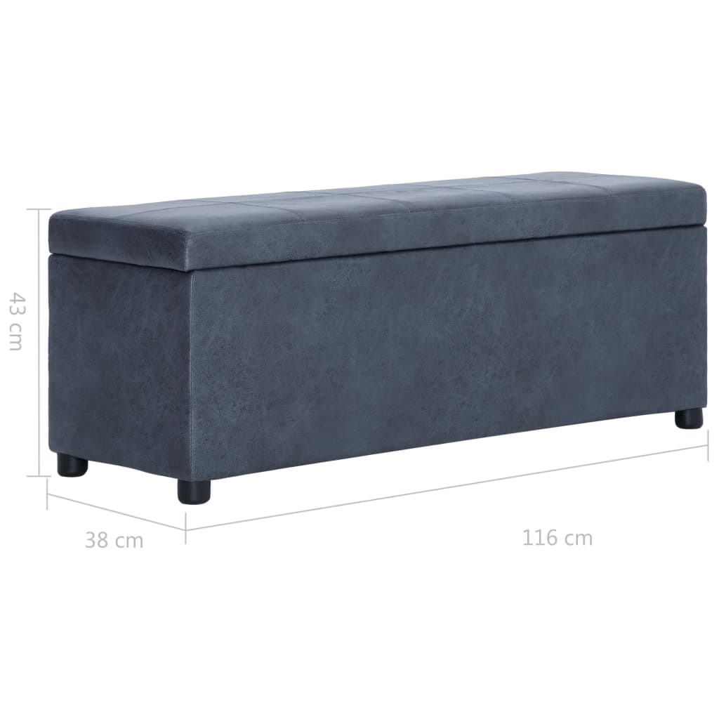 Panca Vano Portaoggetti 116 cm Grigia in Similpelle Scamosciata | homemem39