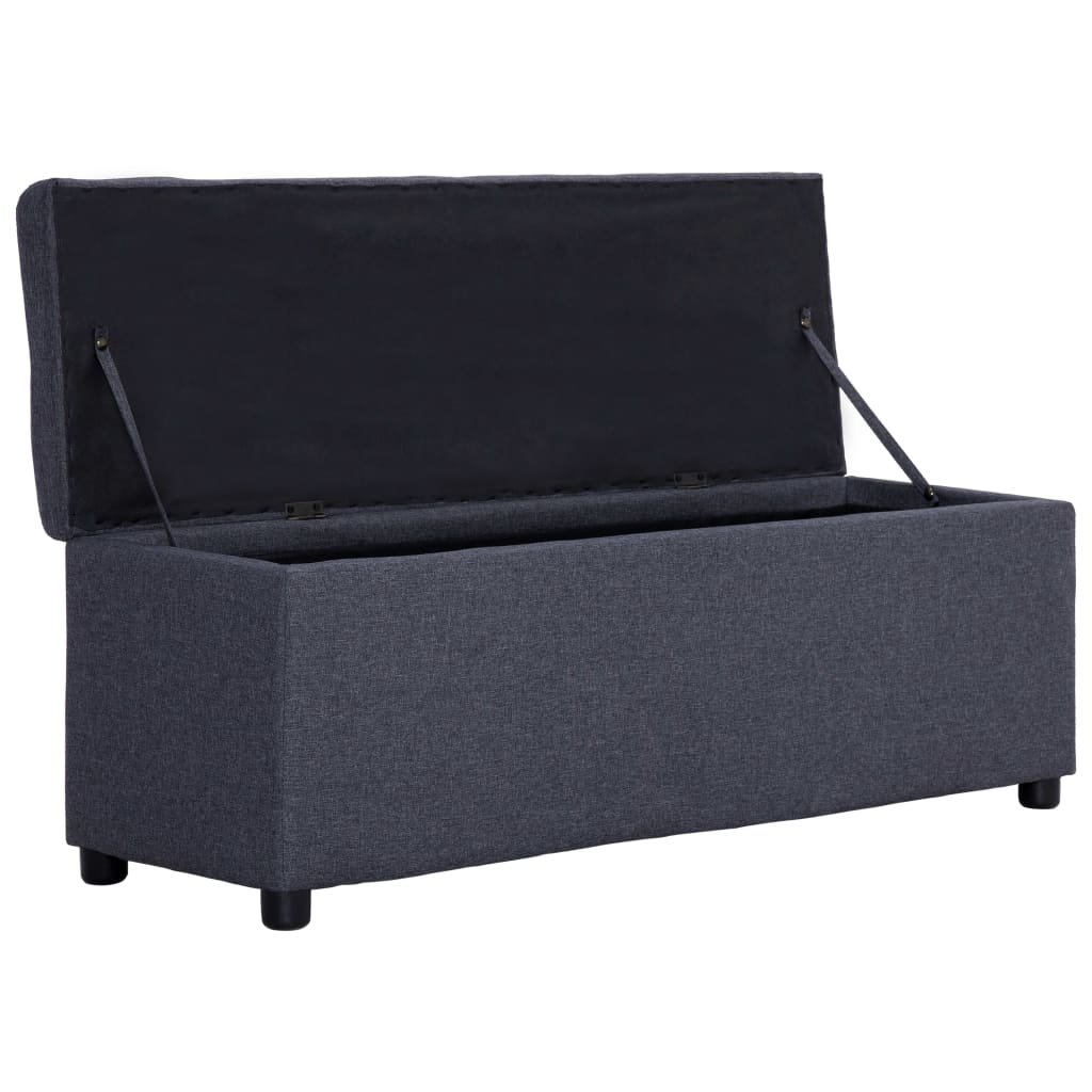 Panca con Vano Portaoggetti 116 cm Grigio Scuro in Poliestere | homemem39