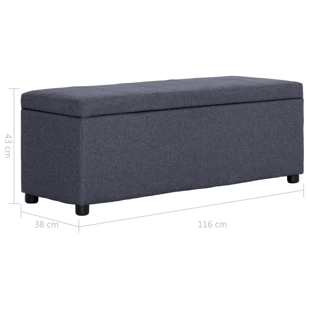 Panca con Vano Portaoggetti 116 cm Grigio Scuro in Poliestere | homemem39