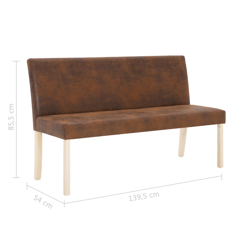 Panca 139,5 cm Marrone in Pelle Scamosciata Artificiale - homemem39