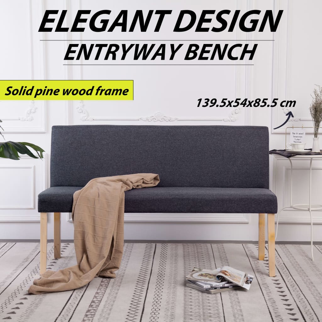 Panca 139,5 cm Grigio Scuro in Poliestere | homemem39