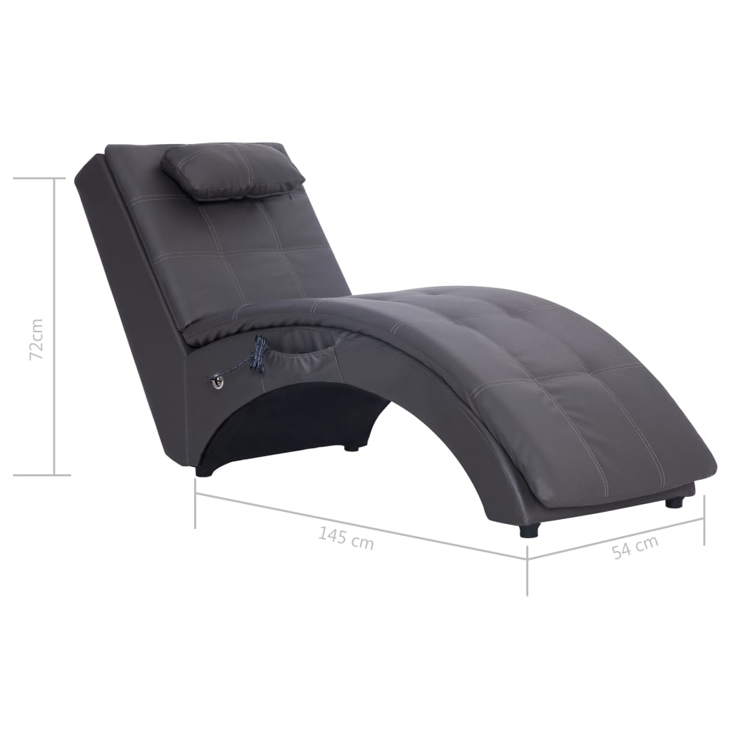Sdraio Massaggiante con Cuscino Grigia in Similpelle - homemem39