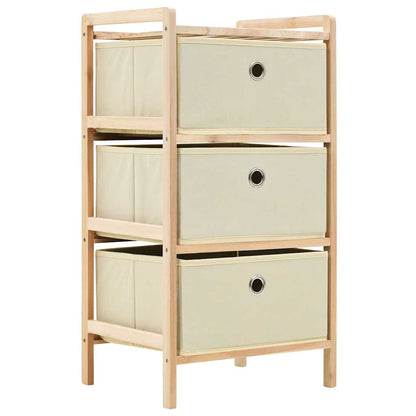 Scaffali con 3 Cesti in Tessuto 2 pz in Legno di Cedro Beige | homemem39