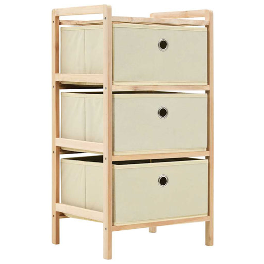 Scaffali con 3 Cesti in Tessuto 2 pz in Legno di Cedro Beige | homemem39