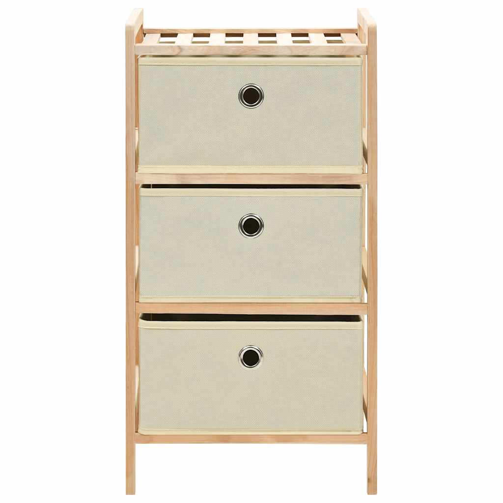 Scaffali con 3 Cesti in Tessuto 2 pz in Legno di Cedro Beige | homemem39