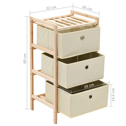 Scaffali con 3 Cesti in Tessuto 2 pz in Legno di Cedro Beige | homemem39