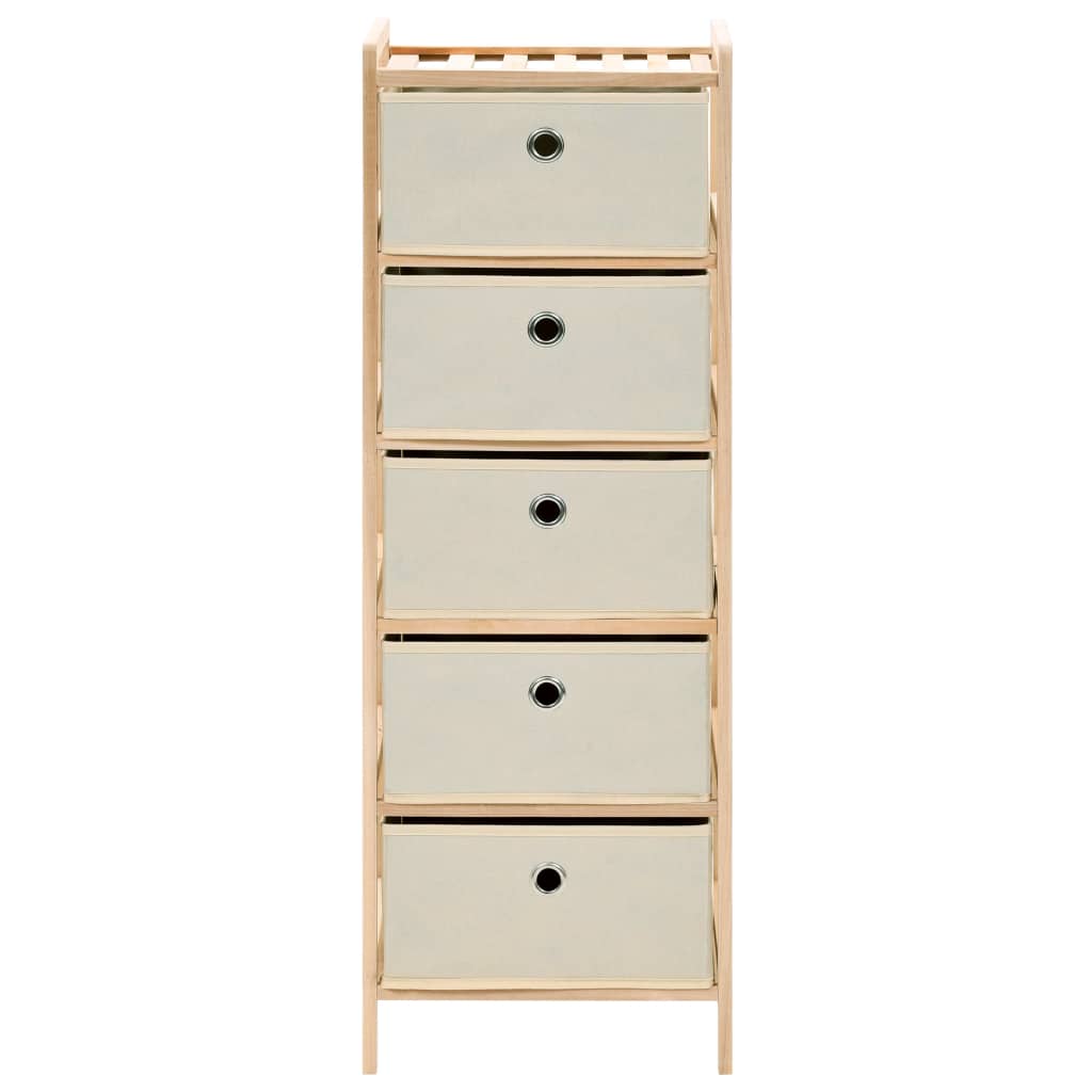 Scaffali con 5 Cesti in Tessuto 2 pz in Legno di Cedro Beige | homemem39