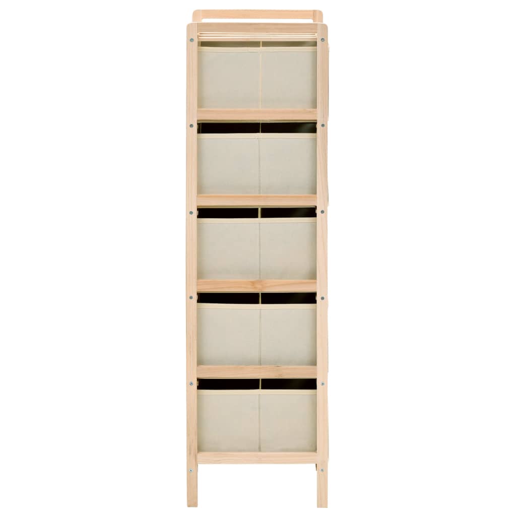Scaffali con 5 Cesti in Tessuto 2 pz in Legno di Cedro Beige | homemem39