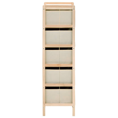 Scaffali con 5 Cesti in Tessuto 2 pz in Legno di Cedro Beige - homemem39