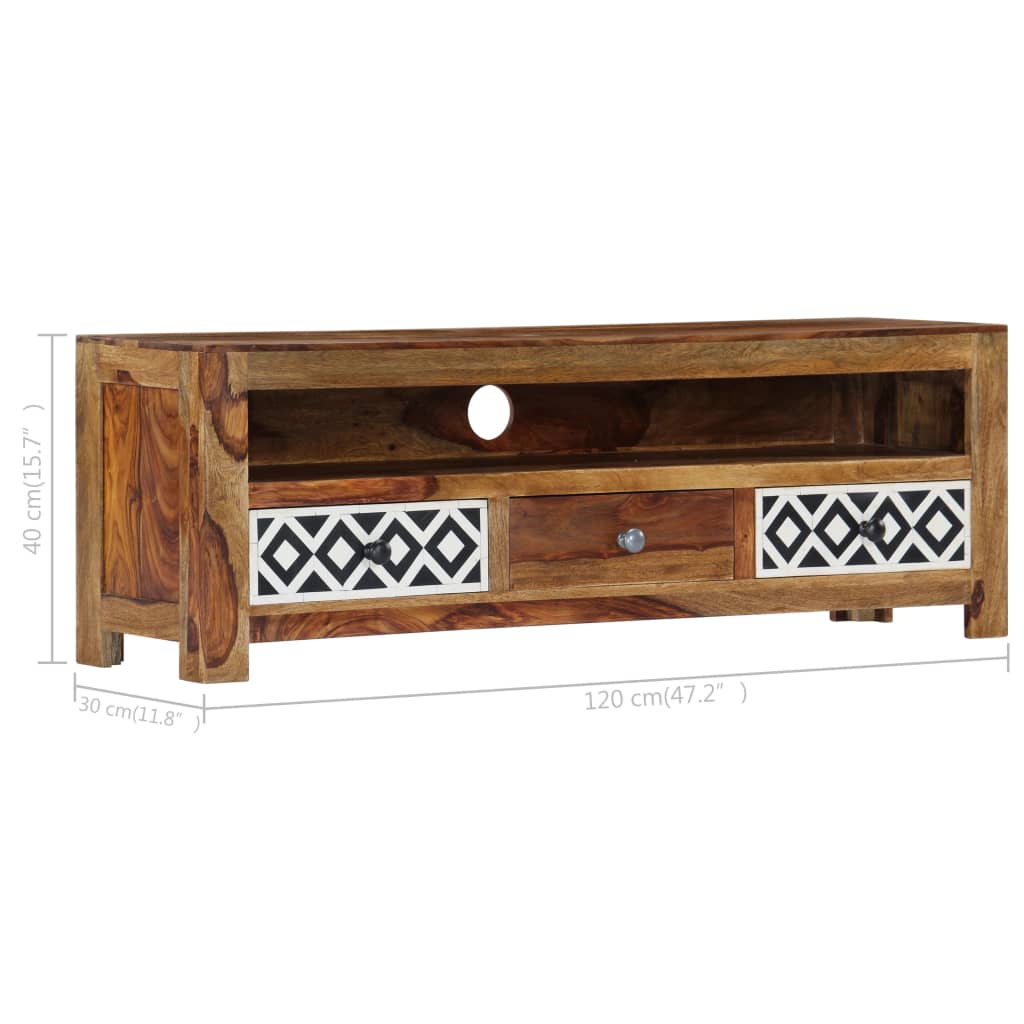 Mobile Porta TV 120x30x40 cm in Legno Massello di Acacia - homemem39