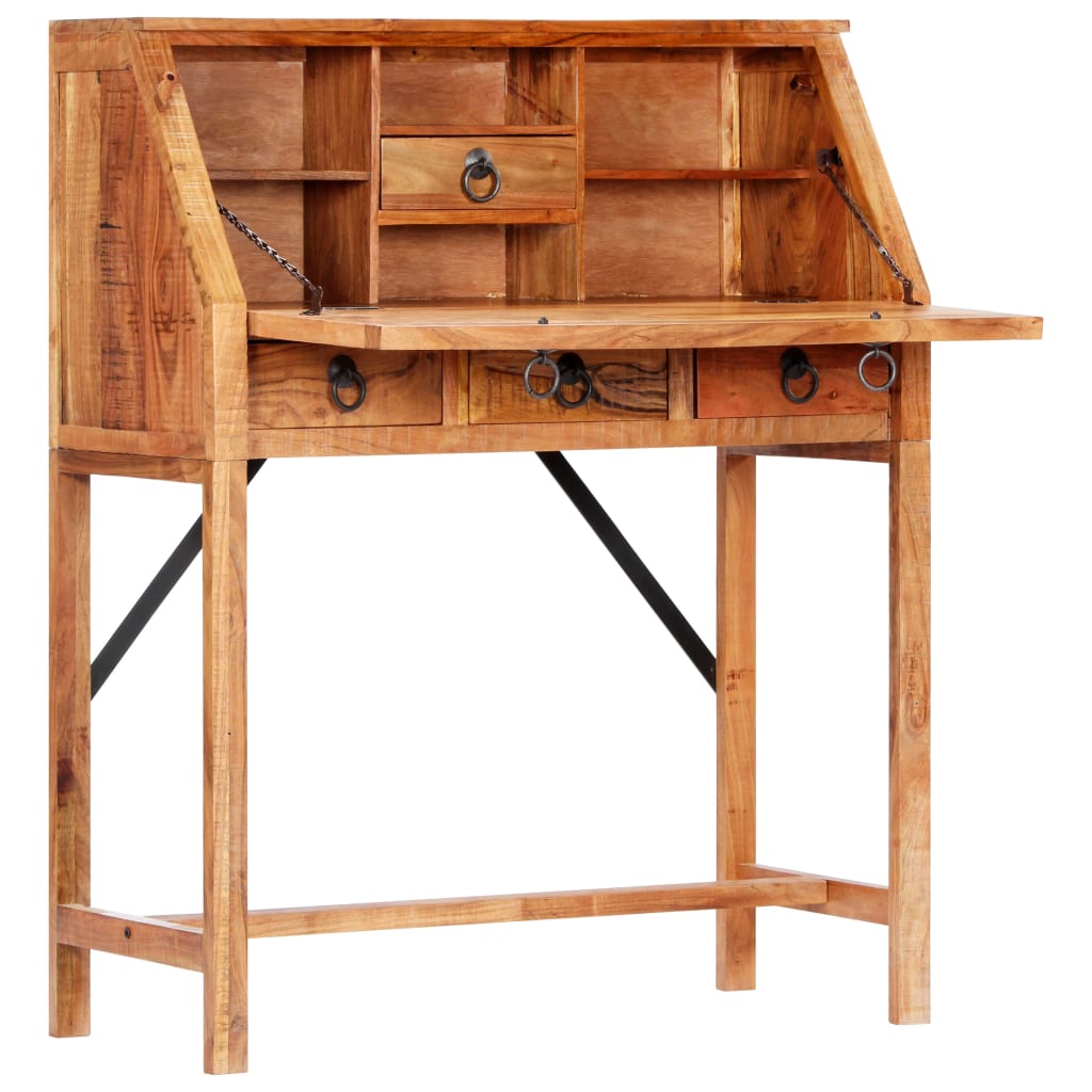 Scrivania 90x40x107cm in Legno Massello di Acacia | homemem39