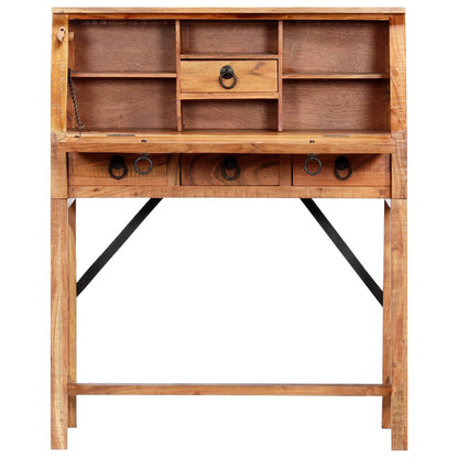 Scrivania 90x40x107cm in Legno Massello di Acacia | homemem39