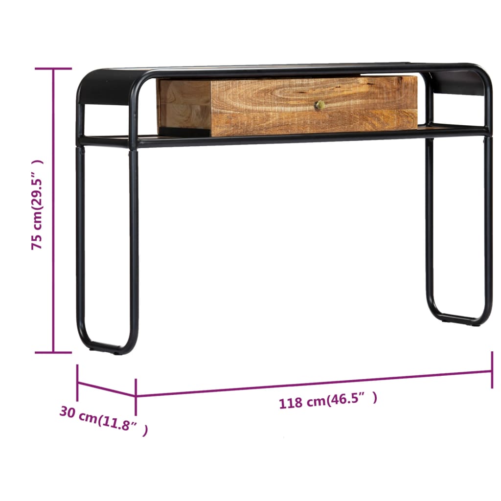 Tavolo Consolle 118x30x75 cm in Legno Massello di Mango | homemem39