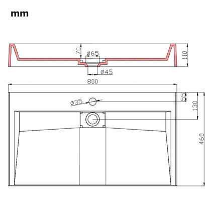 Lavandino 80x46x11 cm Blocco in Marmo/Minerale Bianco - homemem39