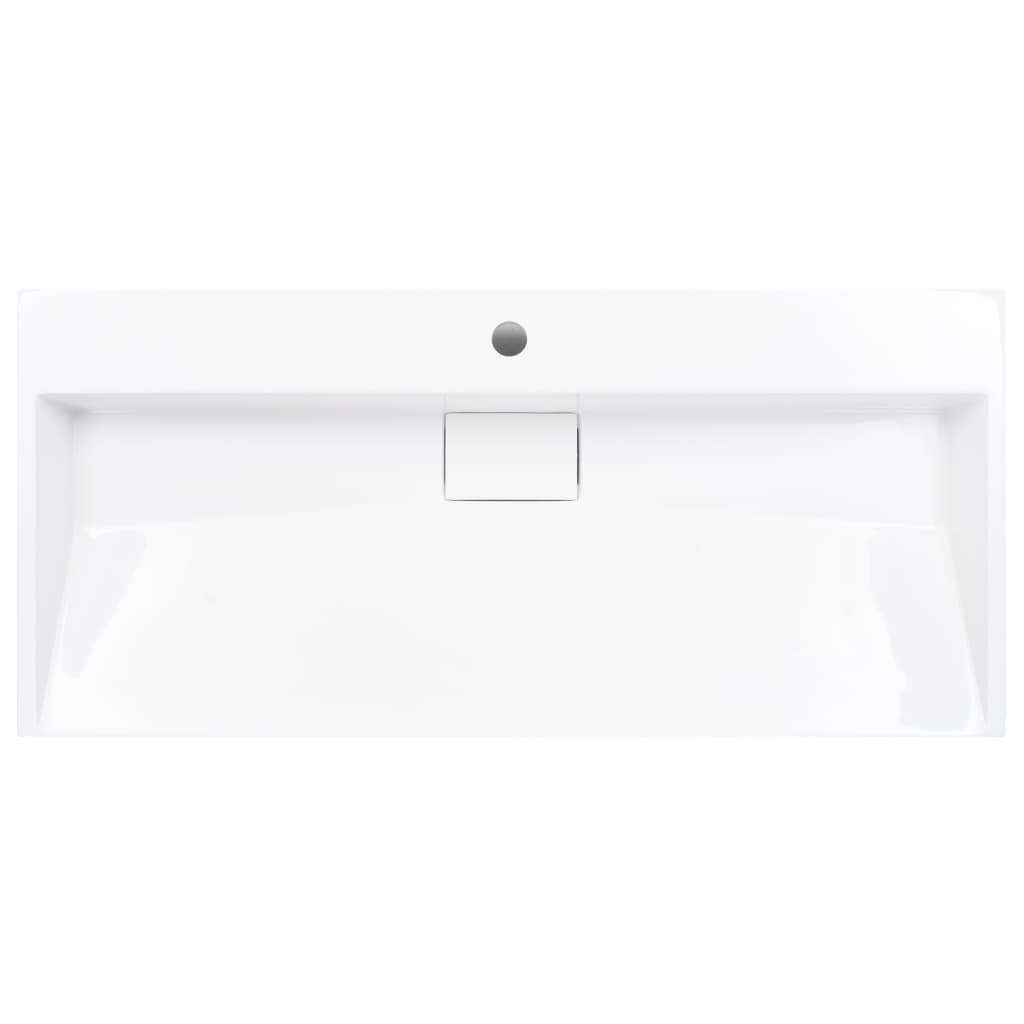 Lavandino 100x46x11 cm Blocco in Marmo/Minerale Bianco - homemem39