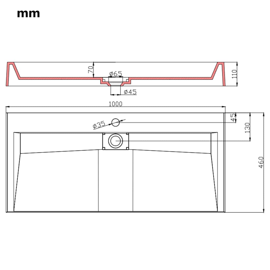 Lavandino 100x46x11 cm Blocco in Marmo/Minerale Bianco - homemem39