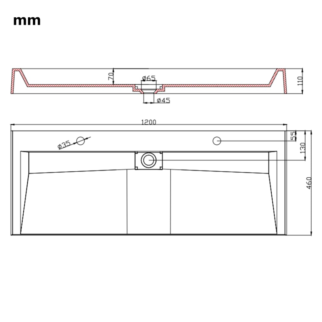 Lavandino 120x46x11 cm Blocco in Marmo/Minerale Bianco - homemem39