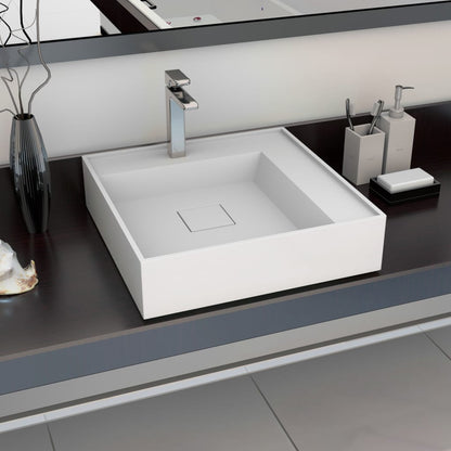 Lavandino 50x50x12,3 cm Blocco in Marmo/Minerale Bianco | homemem39