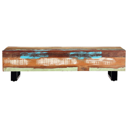 Tavolino da Caffè 120x50x30cm Legno Massello Recuperato Acciaio