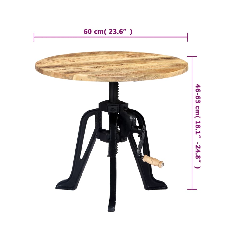 Tavolino 60x(46-63) cm in Legno Massello di Mango e Ghisa | homemem39