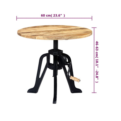 Tavolino 60x(46-63) cm in Legno Massello di Mango e Ghisa | homemem39