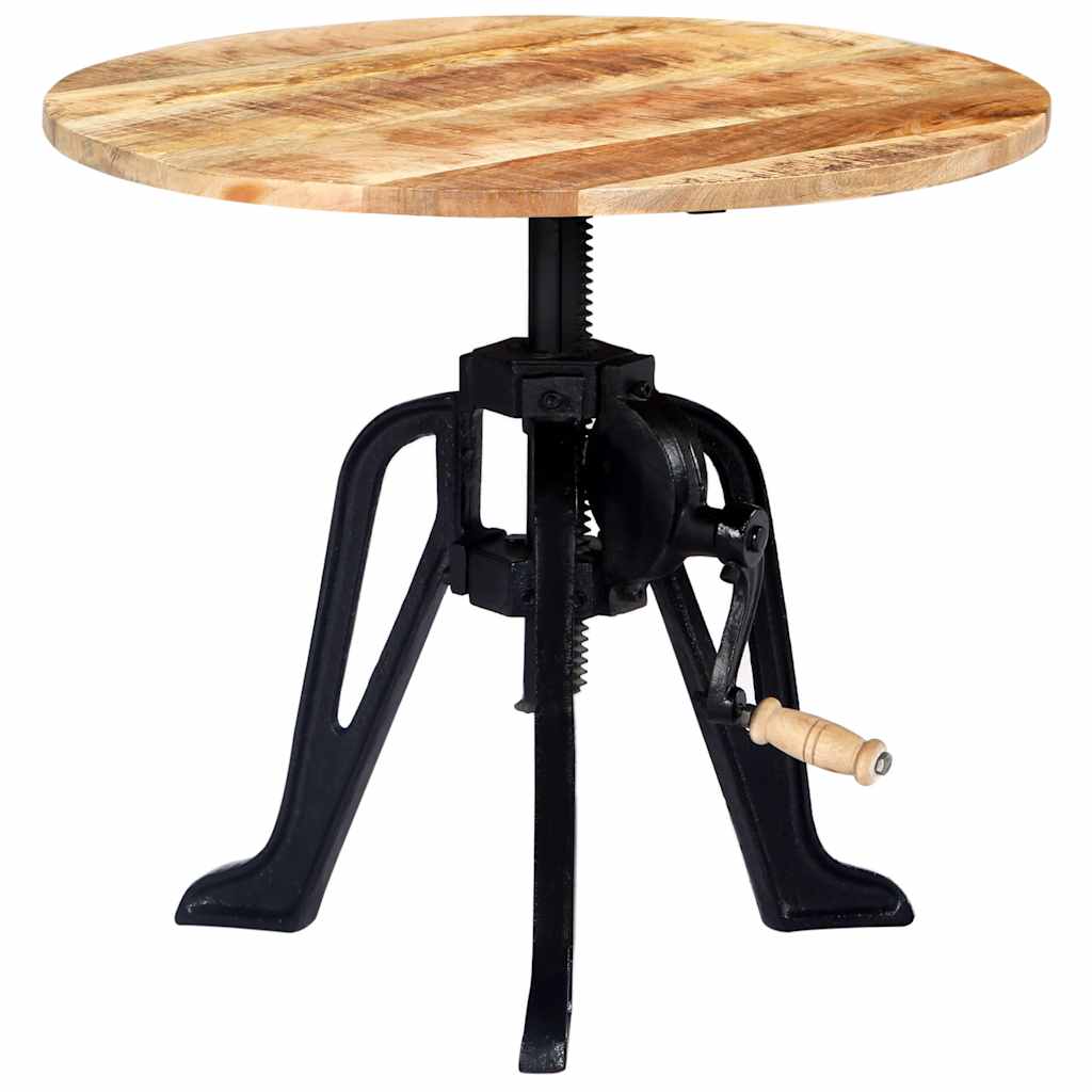 Tavolino 60x(46-63) cm in Legno Massello di Mango e Ghisa