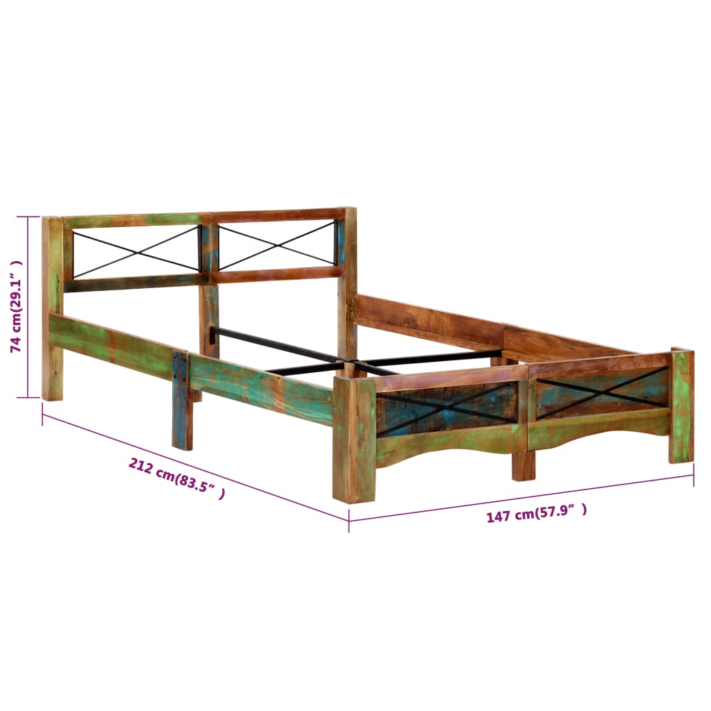 Giroletto senza Materasso in Legno di Recupero 140x200 cm | homemem39
