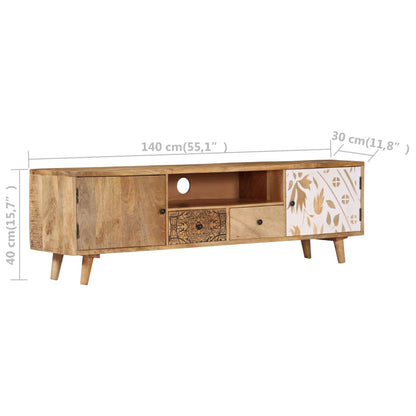 Mobile Porta TV 140x30x40 cm in Legno Massello di Mango | homemem39