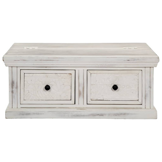 Tavolino da Salotto Bianco 70x70x30 cm Legno Massello di Mango | homemem39