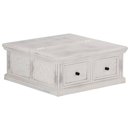 Tavolino da Salotto Bianco 70x70x30 cm Legno Massello di Mango | homemem39