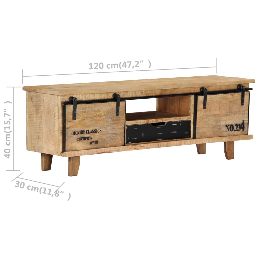 Mobile Porta TV 120x30x40 cm in Legno Massello di Mango - homemem39