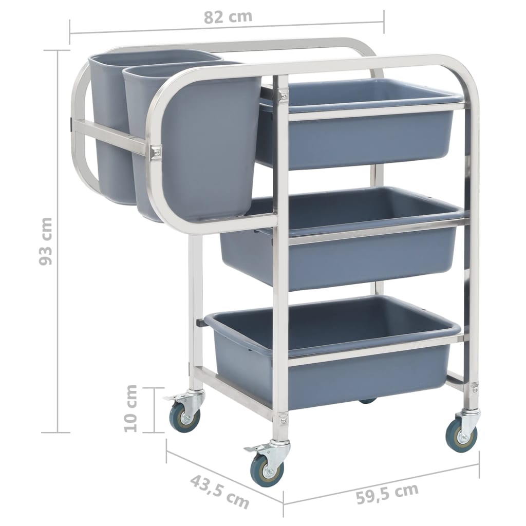 Carrello da Cucina con Contenitori in Plastica 82x43,5x93 cm - homemem39