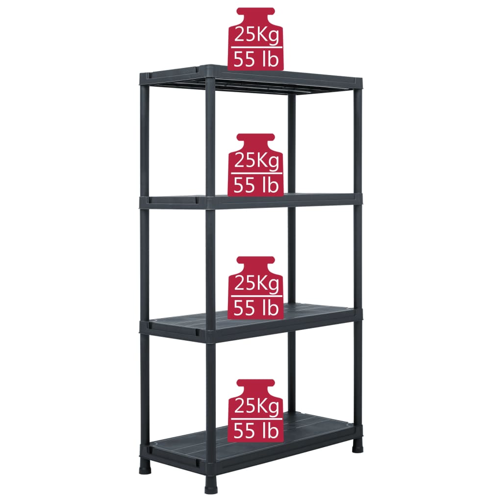 Scaffali 5 pz 60x30x138 cm Nero in Plastica | homemem39