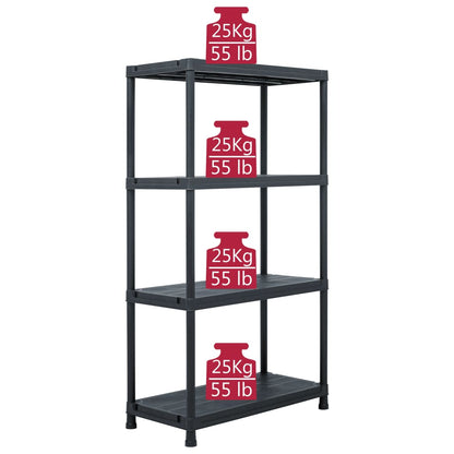 Scaffali 5 pz 60x30x138 cm Nero in Plastica | homemem39