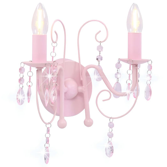 Lampada da Muro con Perle Rosa 2 Lampadine E14 - homemem39