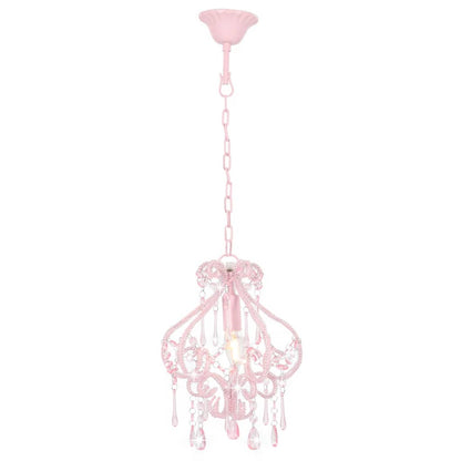 Lampadario con Perle Rosa Rotondo E14
