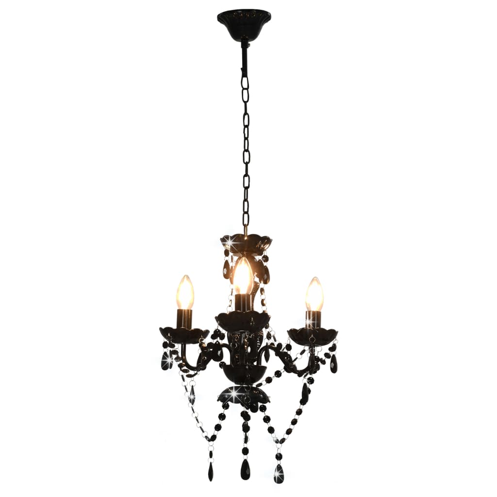 Lampadario con Perline Nero Tondo 3 E14 - homemem39