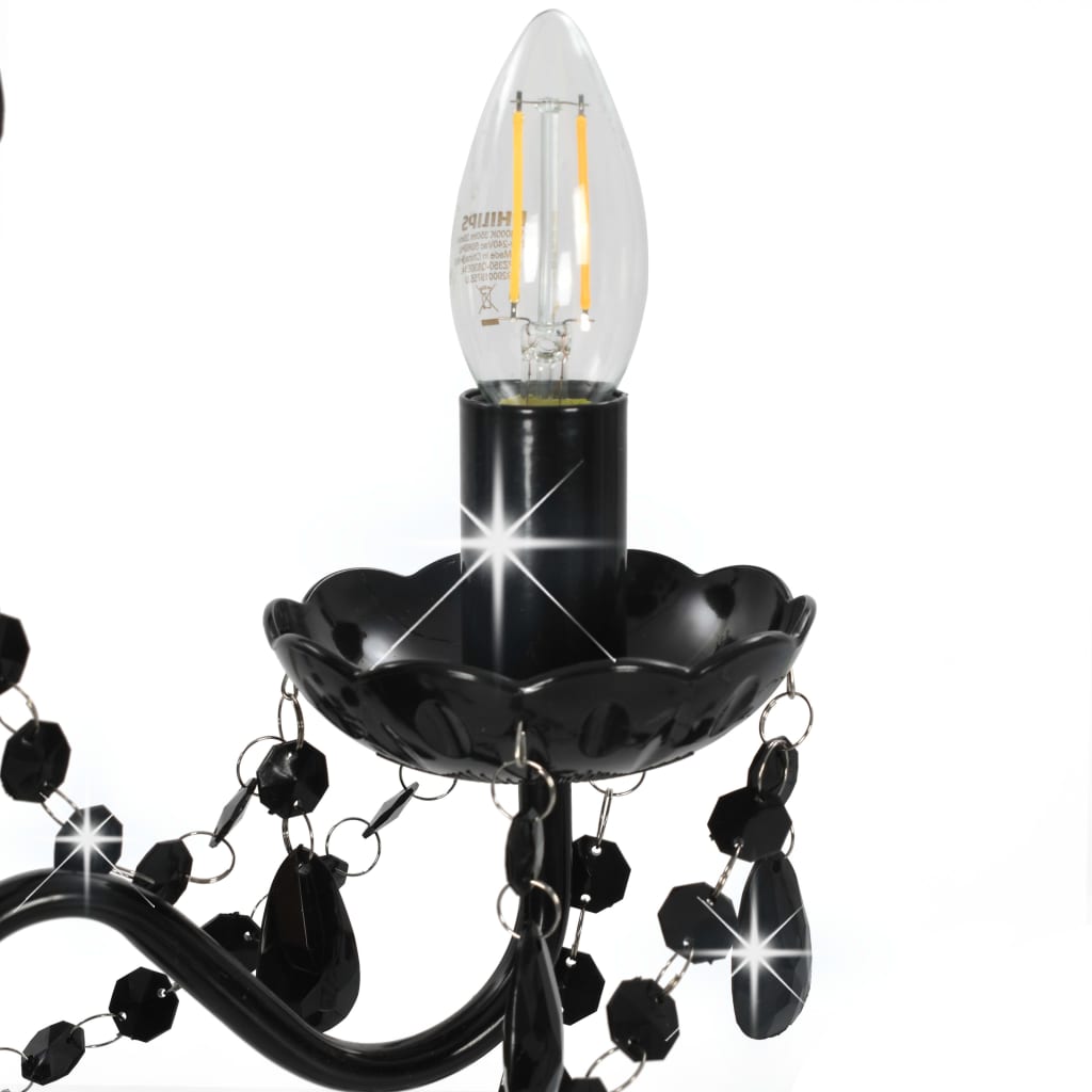 Lampadario con Perline Nero Tondo 3 E14 - homemem39