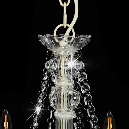 Lampadario con Perline Bianco 8 Lampadine E14 - homemem39