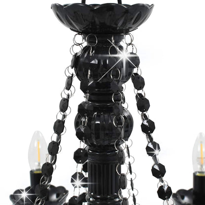 Lampadario con Perline Nero 8 Lampadine E14 - homemem39