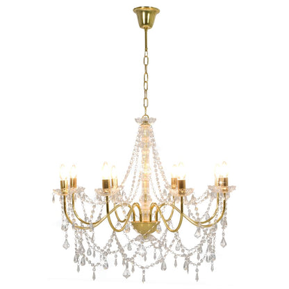 Lampadario con Perline Dorato 8 Lampadine E14 - homemem39