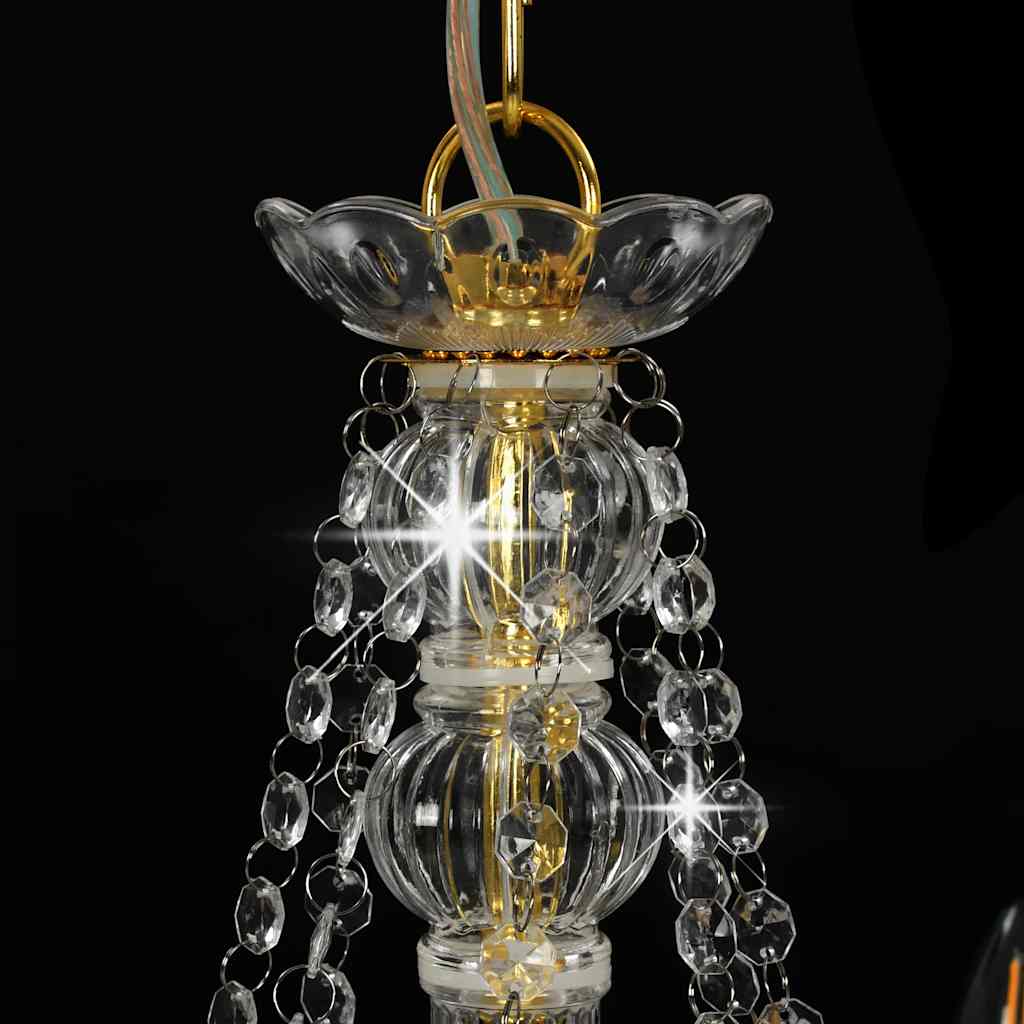 Lampadario con Perline Dorato 8 Lampadine E14 - homemem39