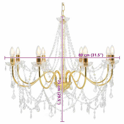 Lampadario con Perline Dorato 8 Lampadine E14 - homemem39